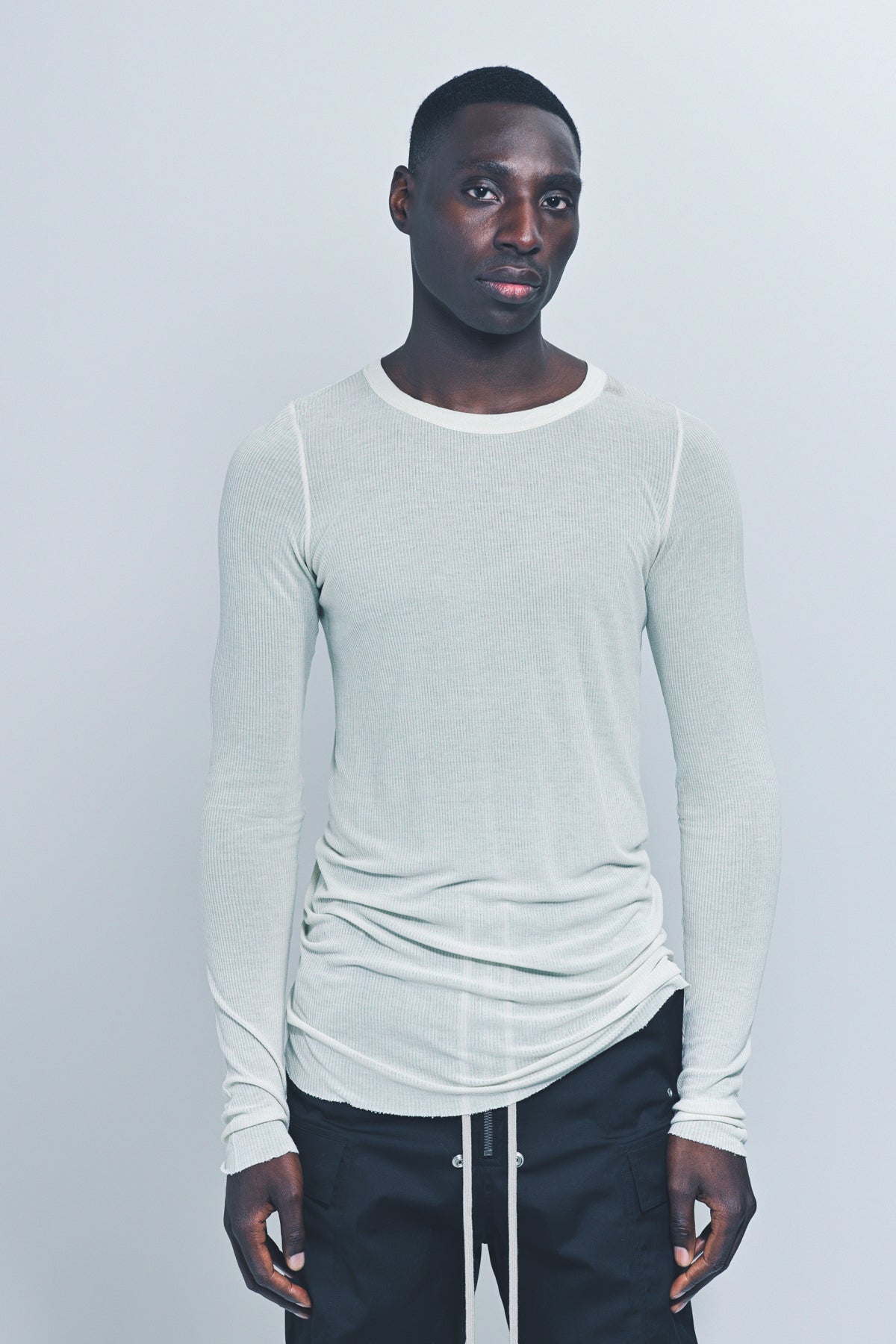 RICK OWENS | RIB LONG SLEEVE TEE - MAXFIELD LA