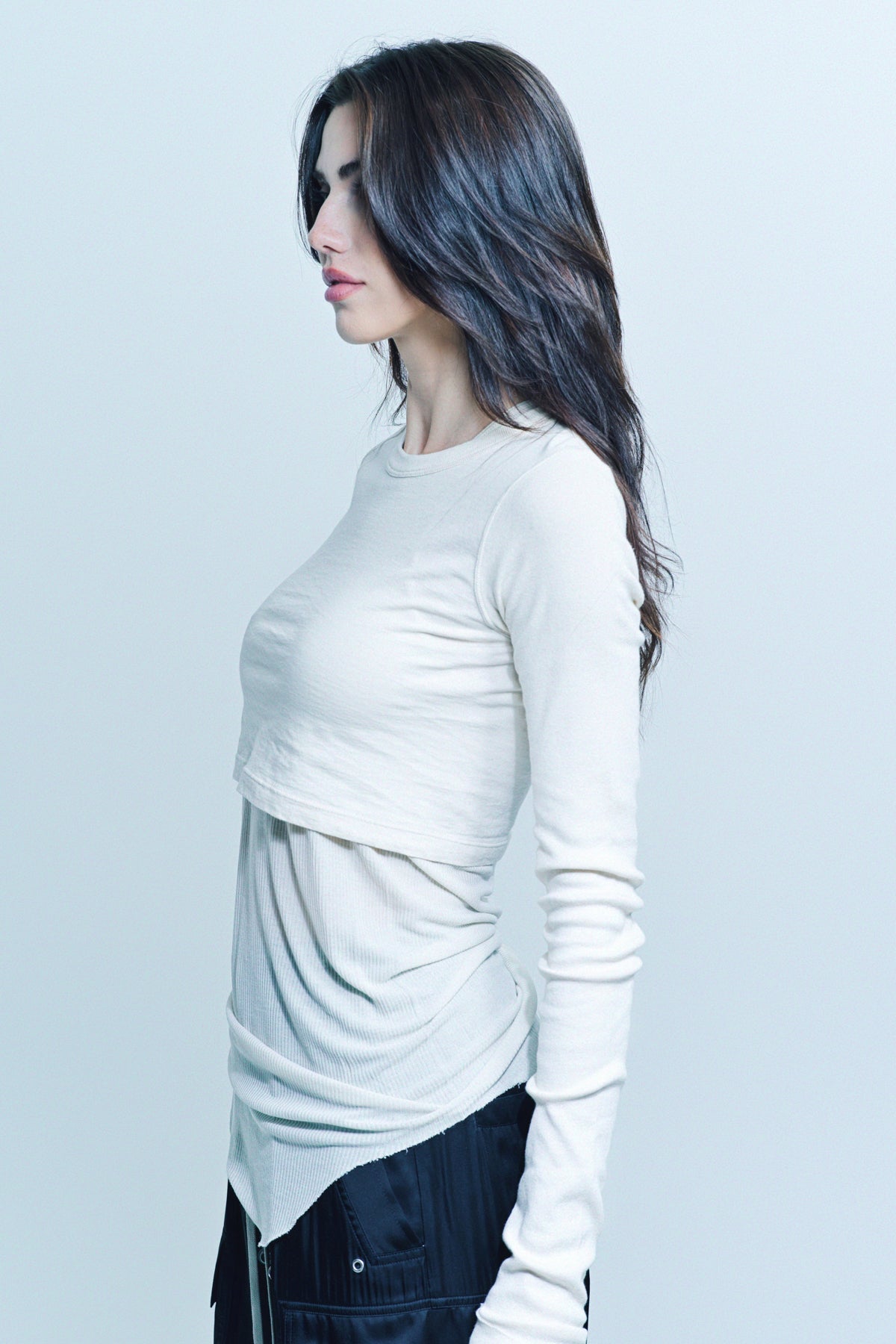 RICK OWENS | CROP LONG SLEEVE TEE