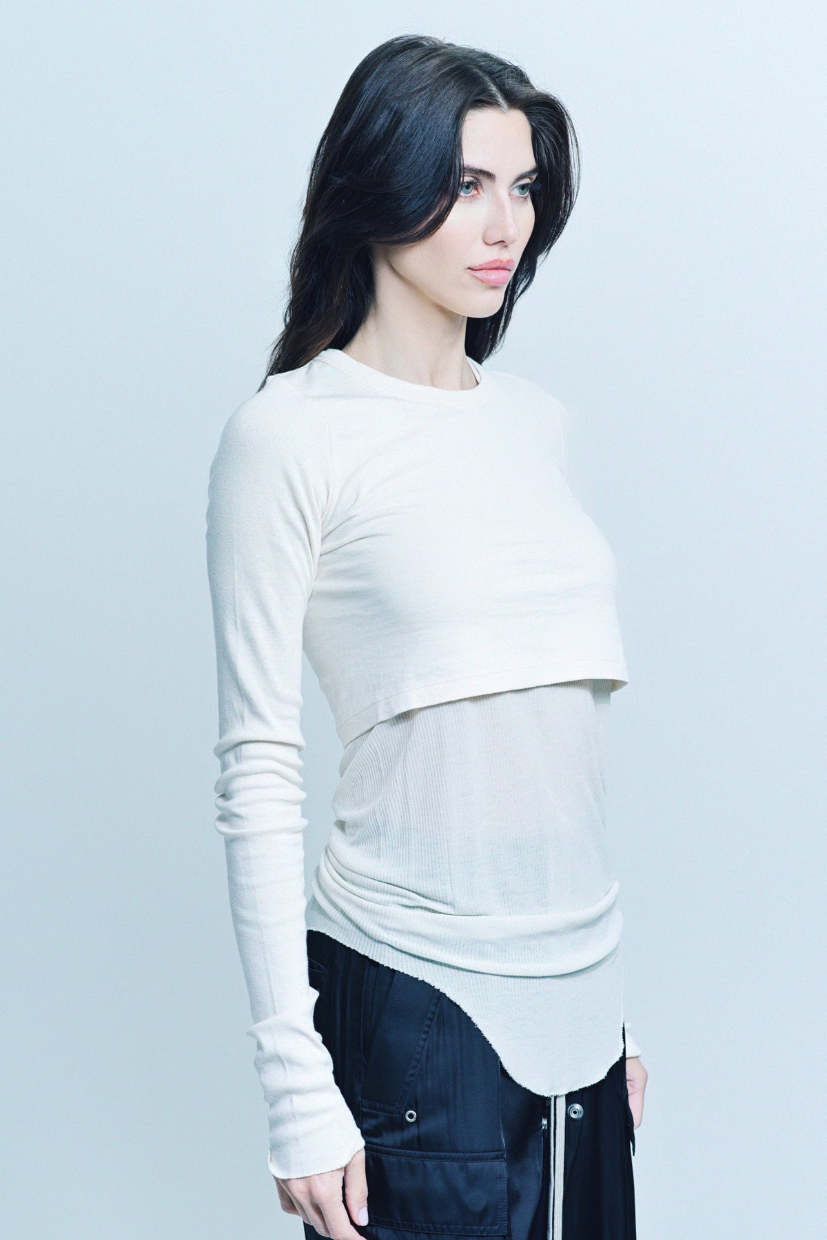 RICK OWENS | CROP LONG SLEEVE TEE