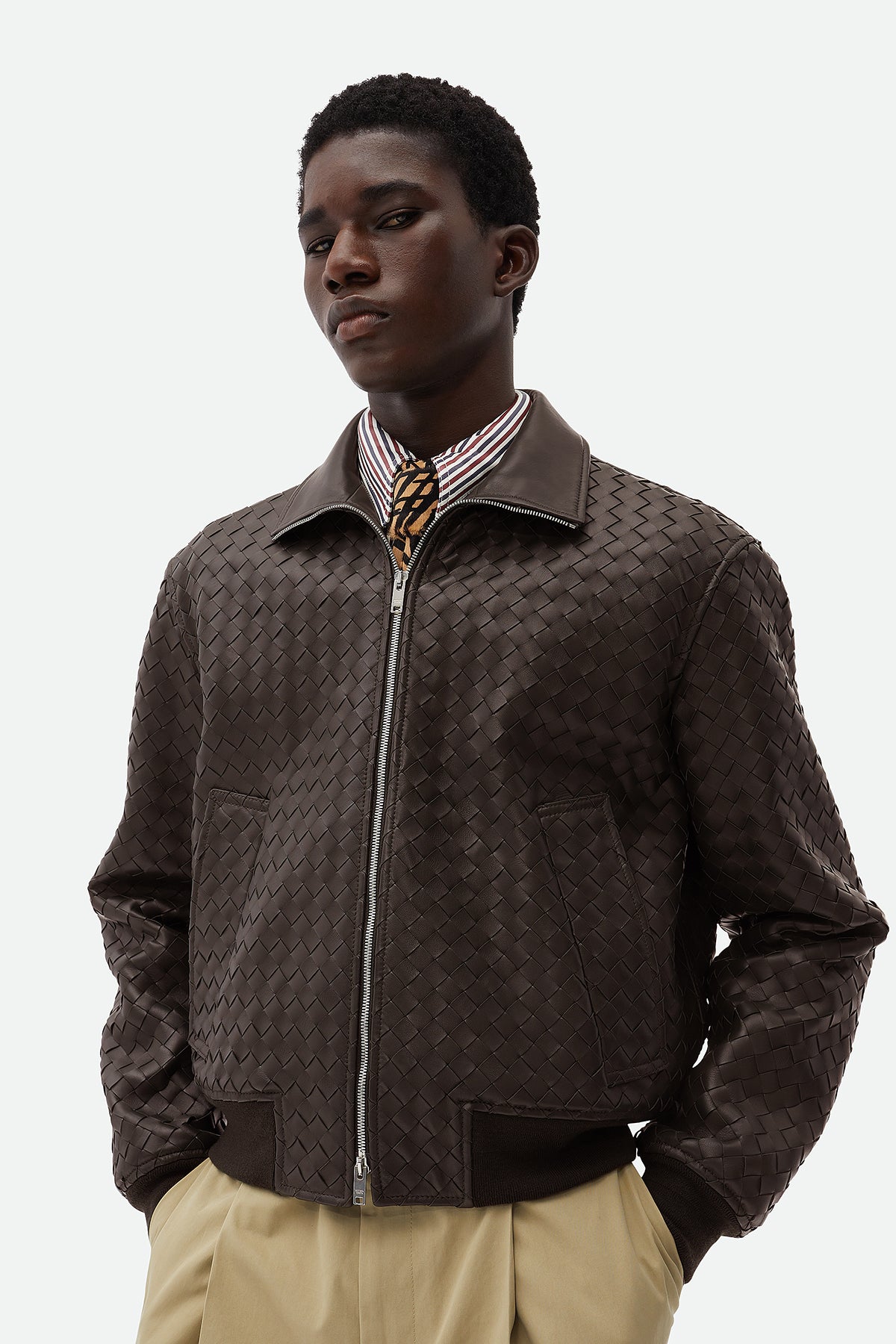 BOTTEGA VENETA | INTRECCIATO LEATHER BLOUSON - MAXFIELD LA