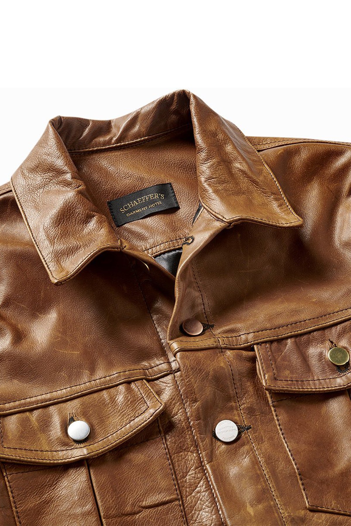 SCHAEFFER'S GARMENT HOTEL | AGED ITALIAN HANDMADE LEATHER TRUCKER JACKET