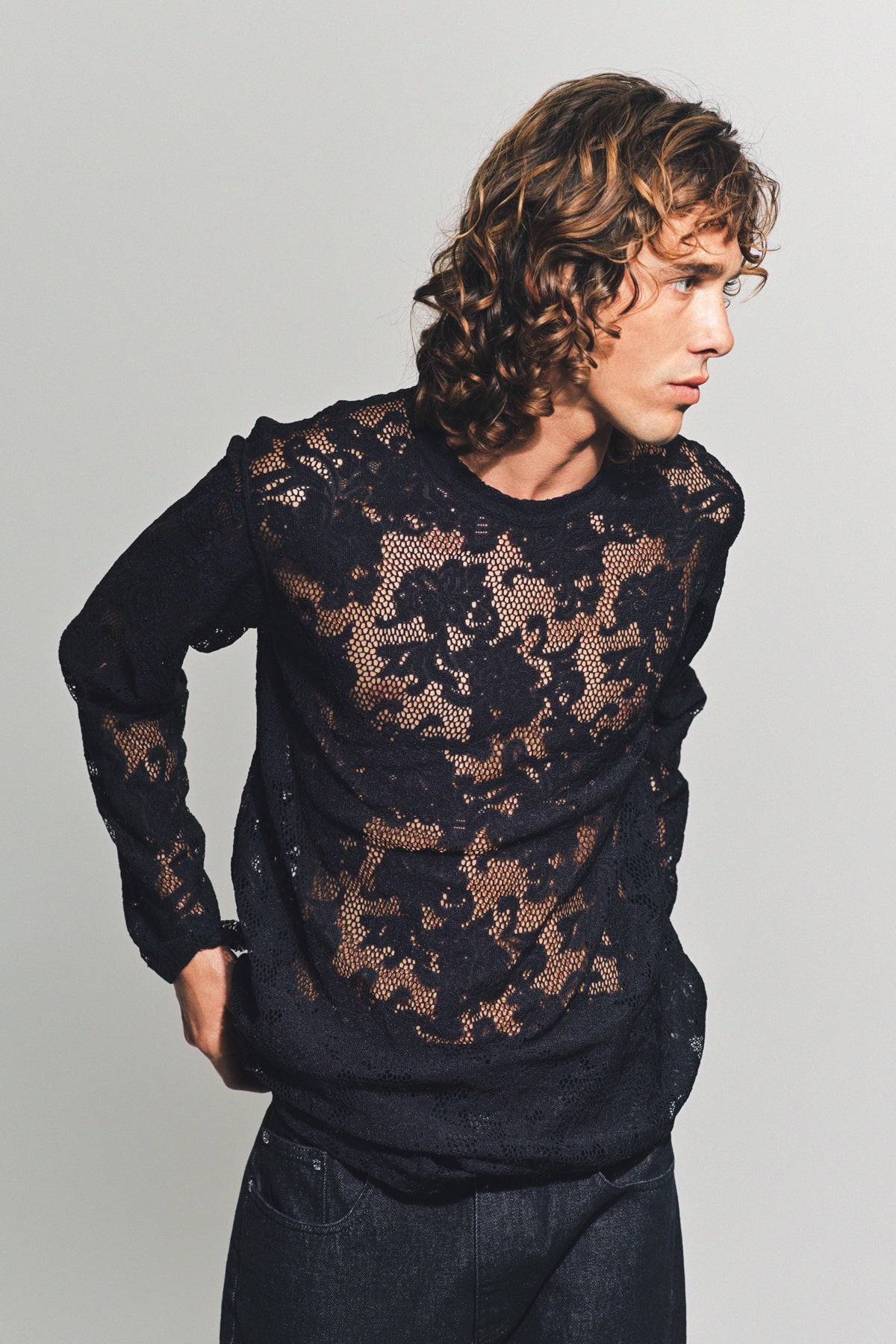 COMME DES GARCONS HOMME PLUS | RASCHEL LACE LONG SLEEVE TEE