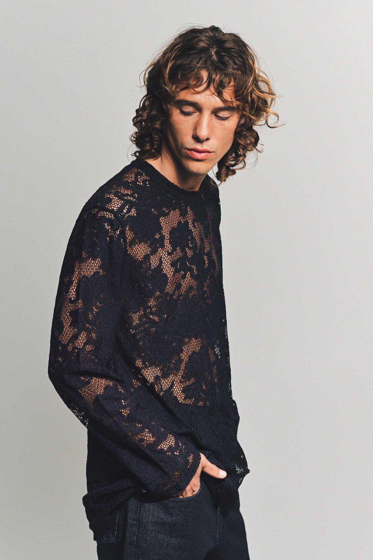 COMME DES GARCONS HOMME PLUS | RASCHEL LACE LONG SLEEVE TEE