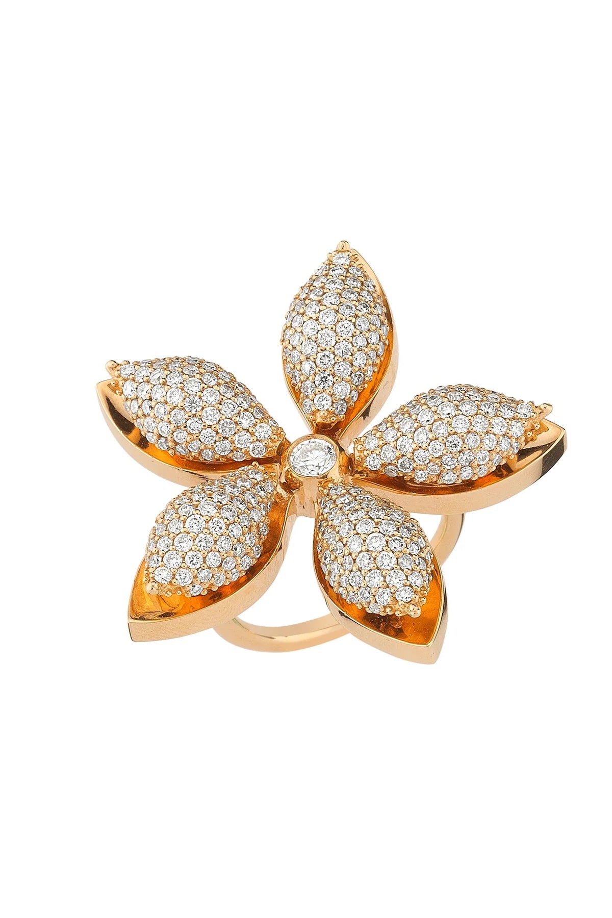 BEE GODDESS | 18K ROSE GOLD APPLE SEED DIAMOND RING