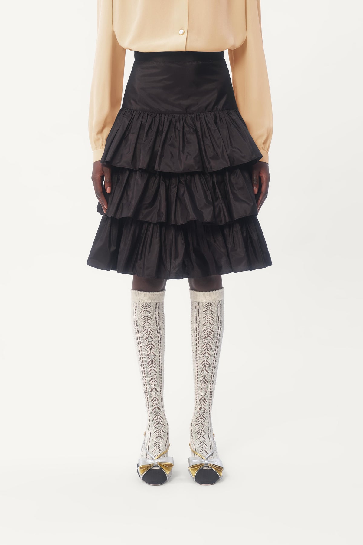 VALENTINO | RUFFLED TAFFETA SKIRT - MAXFIELD LA