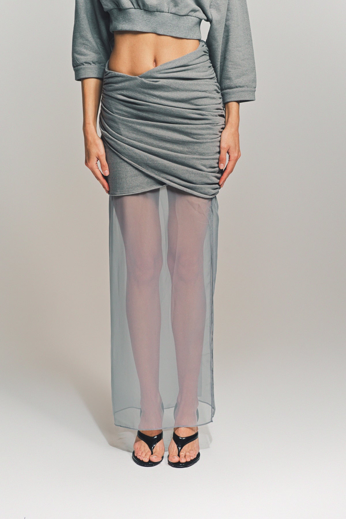 NENSI DOJAKA | SHEER DRAPED SKIRT