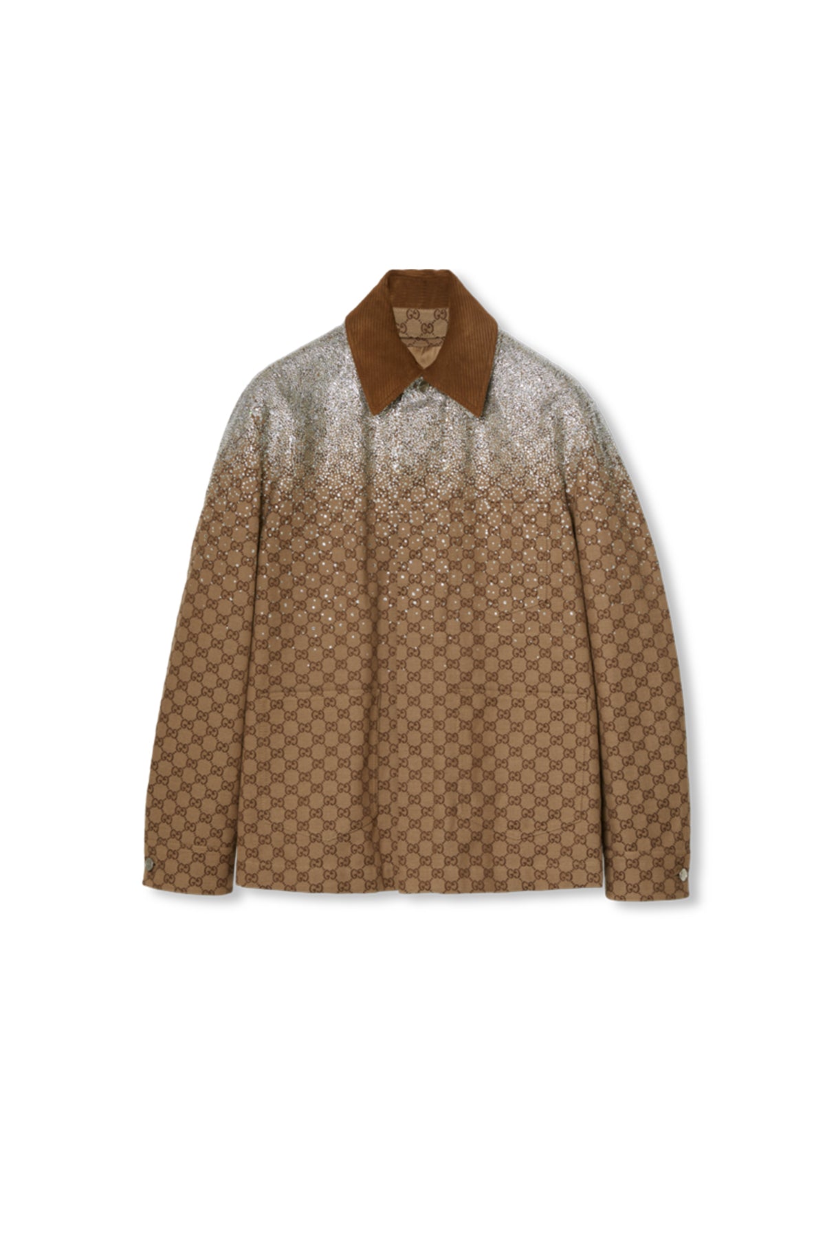 GUCCI | EMBOSSED GG CANVAS JACKET WITH CRYSTALS - MAXFIELD LA