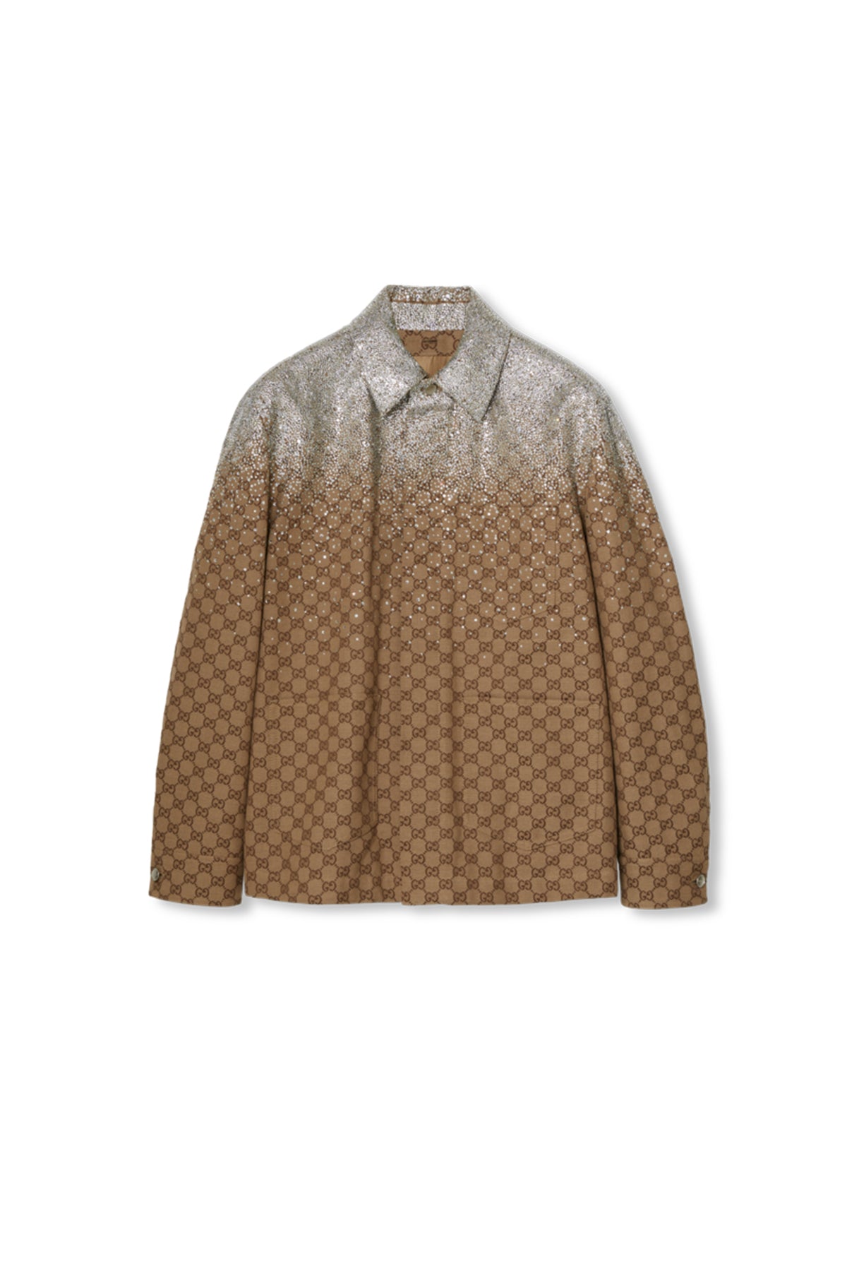 GUCCI | EMBOSSED GG CANVAS JACKET WITH CRYSTALS - MAXFIELD LA