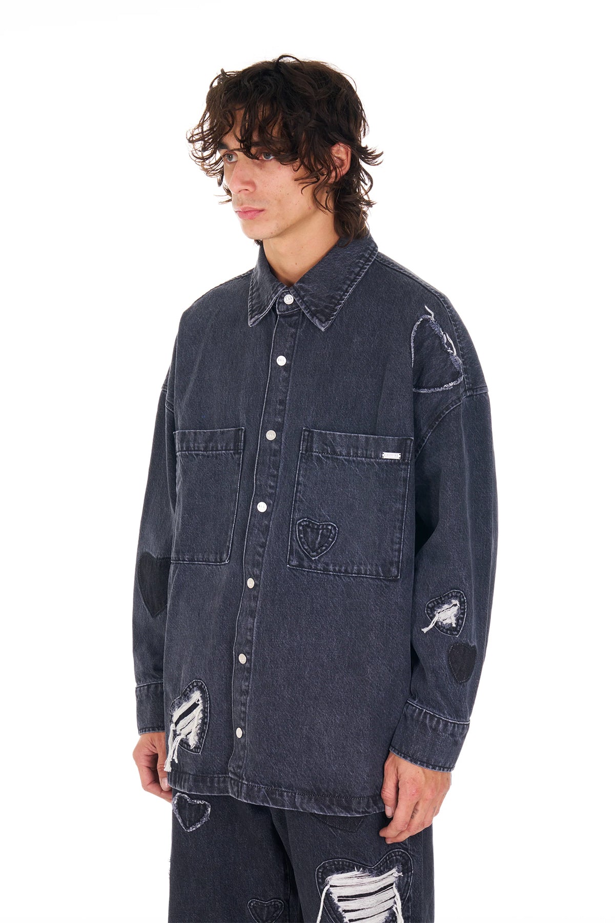 NAHMIAS | HEART PATCHWORK LONG SLEEVE SHIRT - MAXFIELD LA