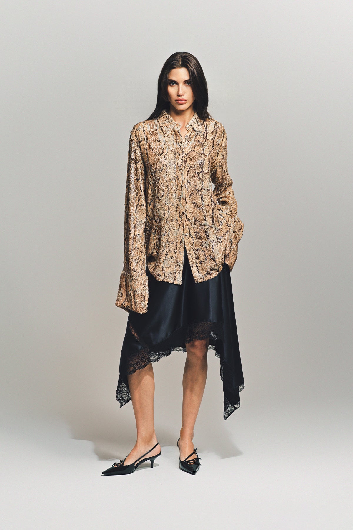 DRIES VAN NOTEN | SNAKE EMBROIDERED LONG SLEEVE SHIRT