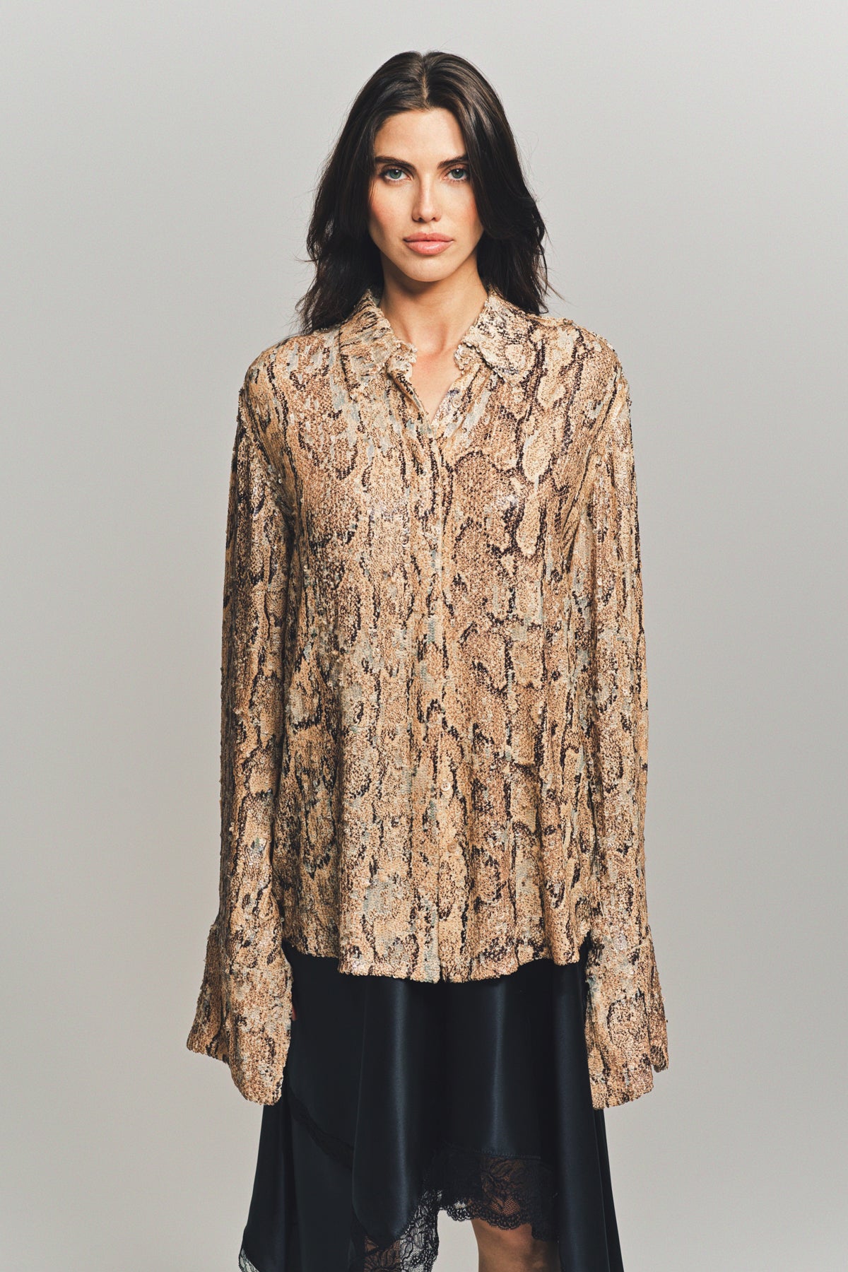 DRIES VAN NOTEN | SNAKE EMBROIDERED LONG SLEEVE SHIRT