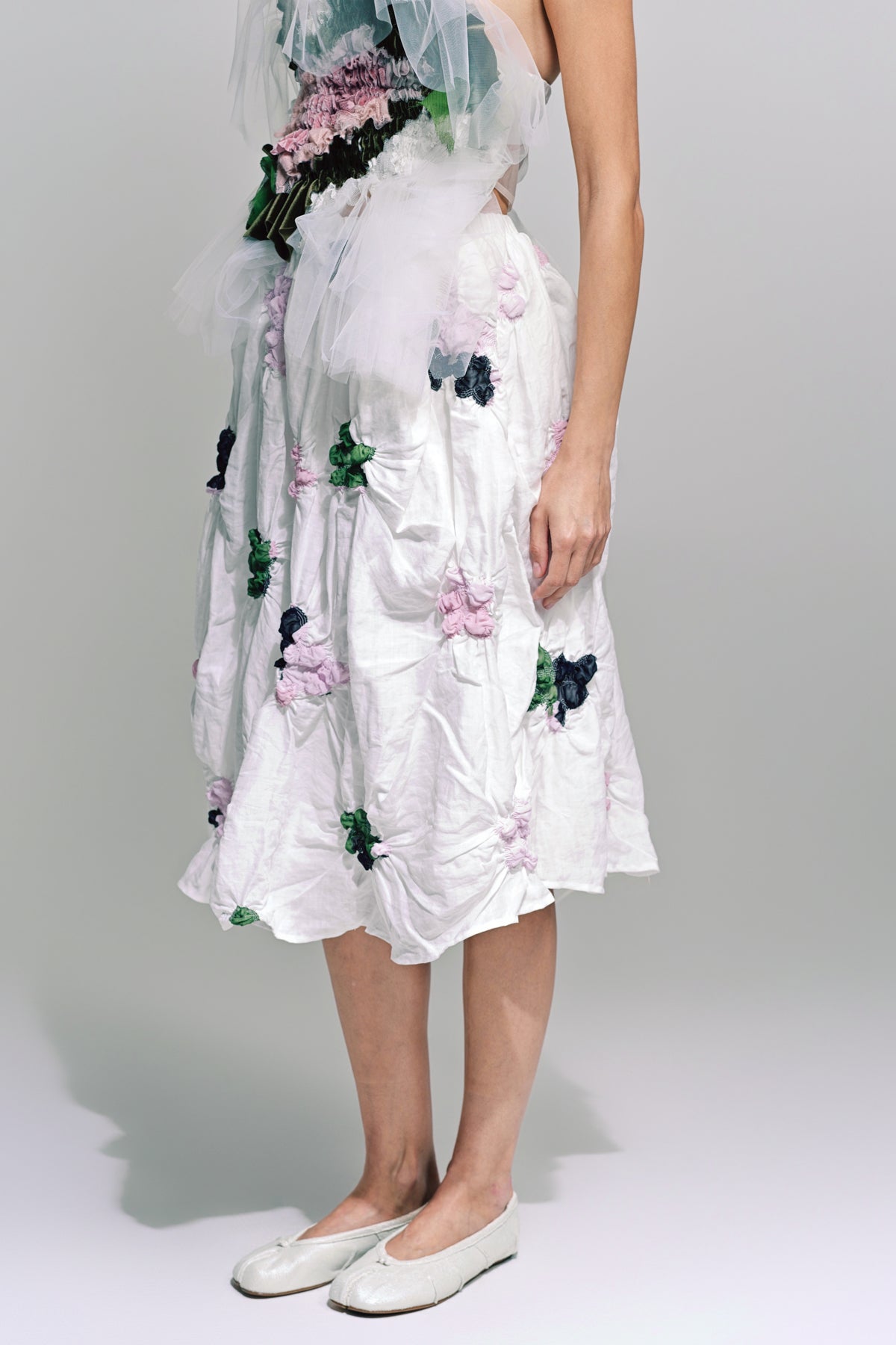 CAROLINE HU | FLORAL ELASTIC SKIRT