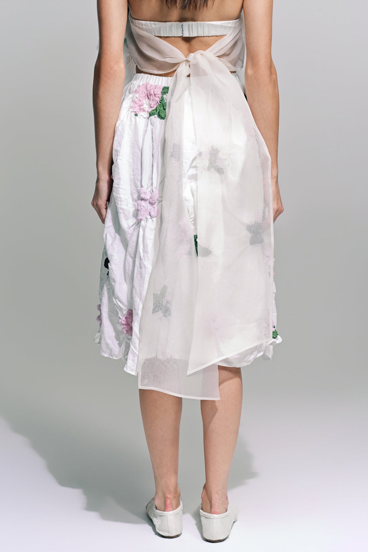 CAROLINE HU | FLORAL ELASTIC SKIRT