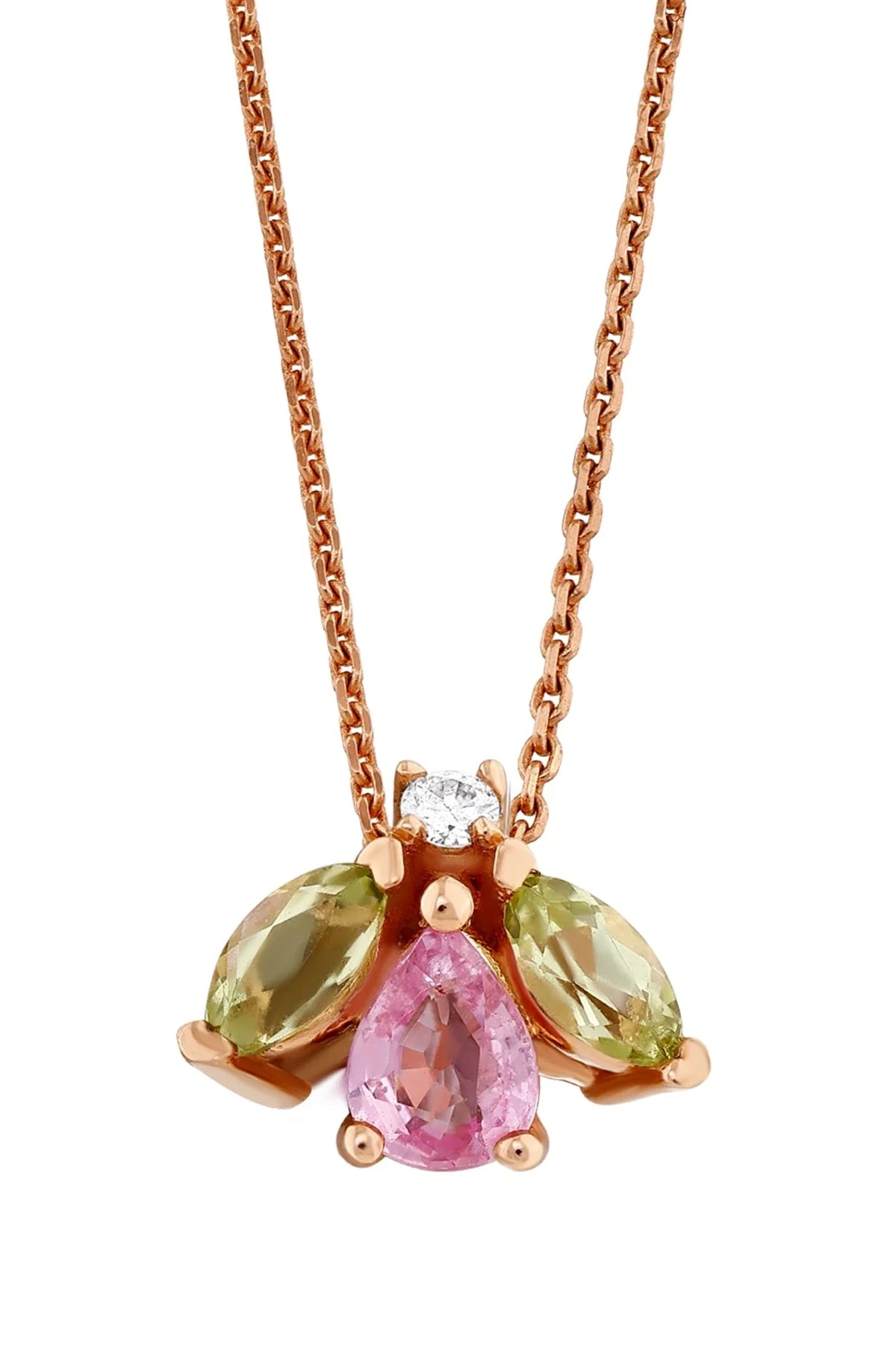 BEE GODDESS | QUEEN BEE MAYA PINK SAPPHIRE PERIDOT NECKLACE