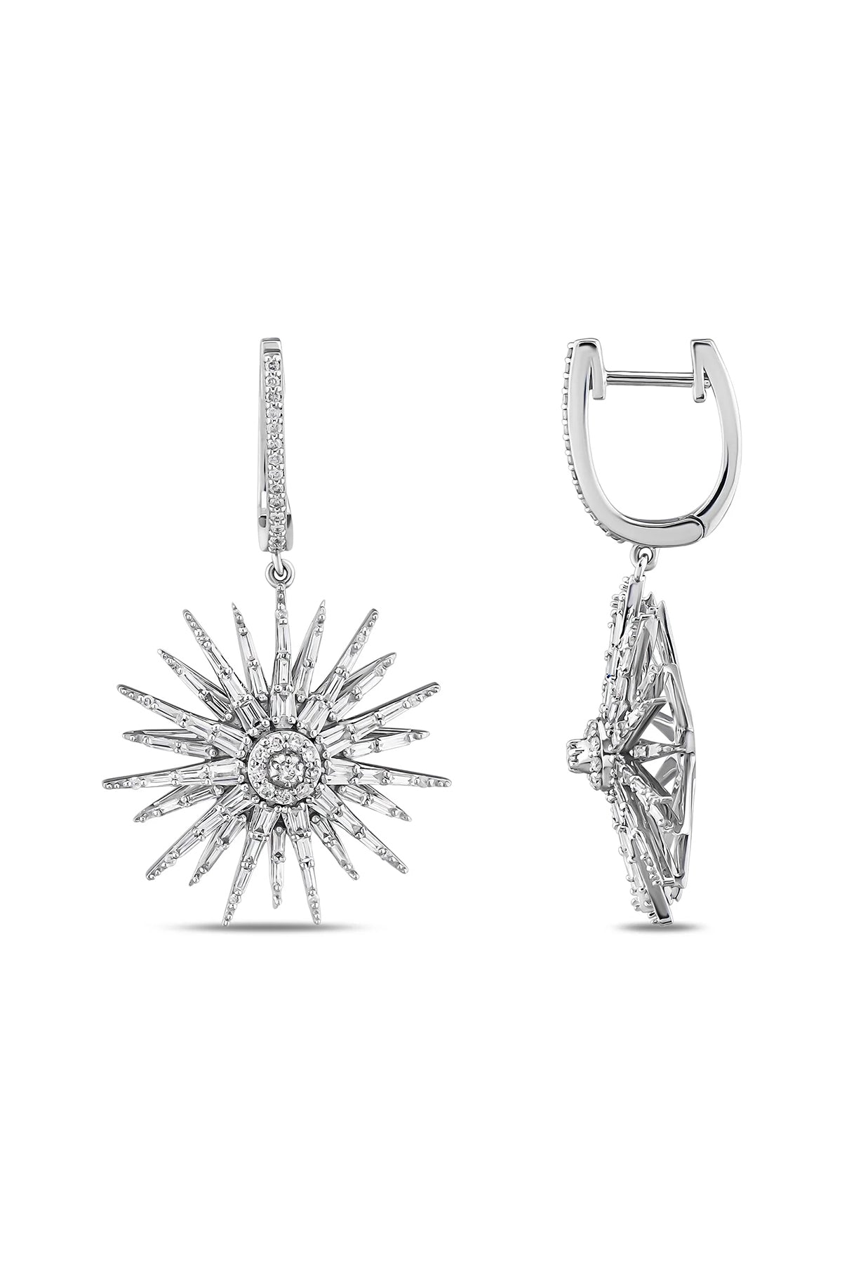 BEE GODDESS | 18K WHITE GOLD JARDIN STAR DIAMOND EARRINGS