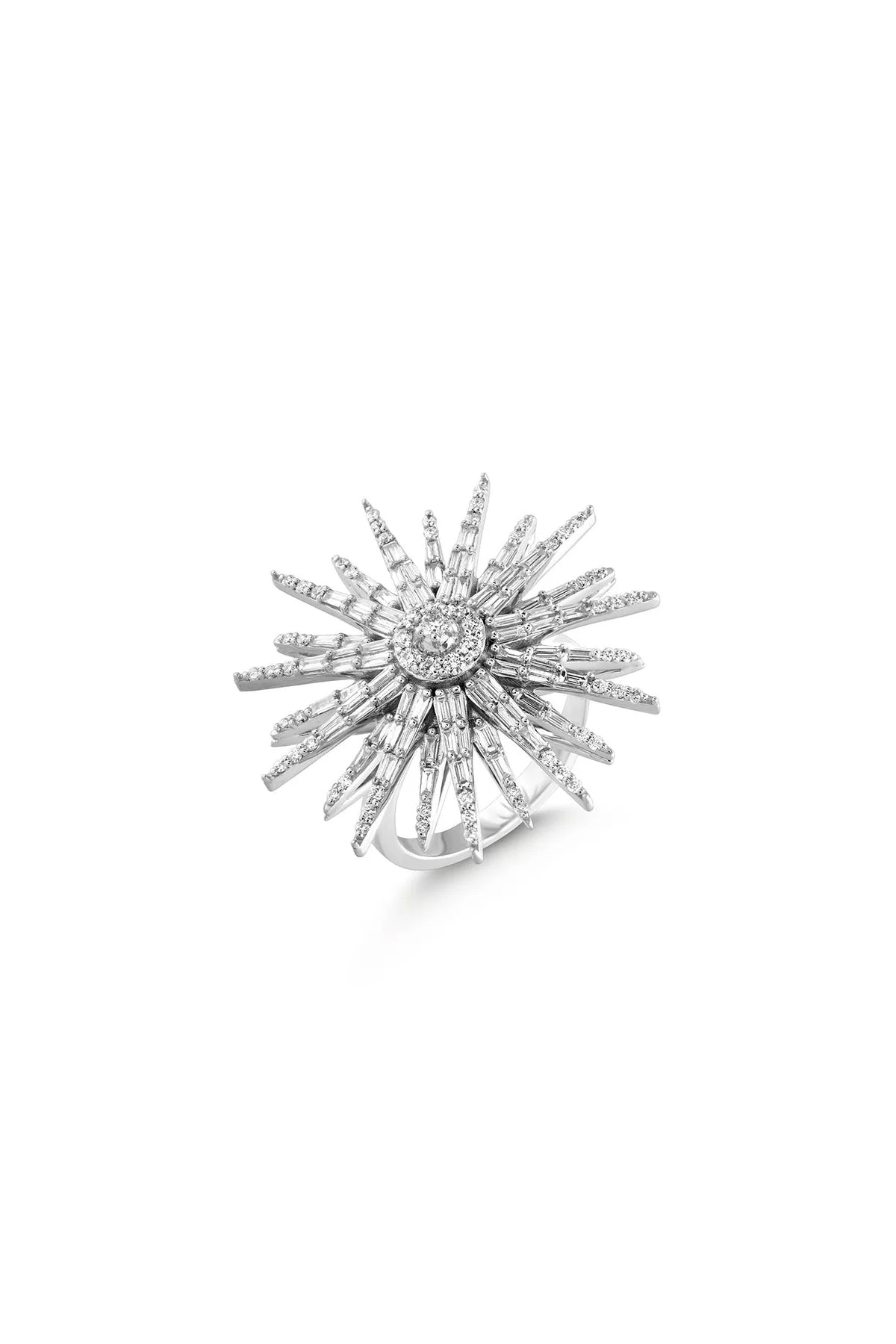 BEE GODDESS | 18K WHITE GOLD DIAMOND JARDIN STAR RING