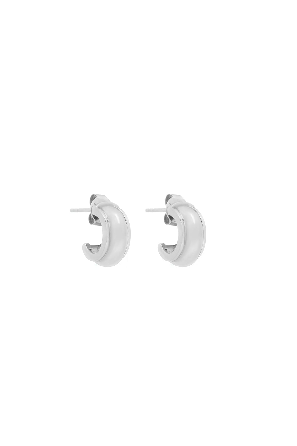 WYLD BOX | LUNA HUGGIE SILVER EARRINGS - MAXFIELD LA