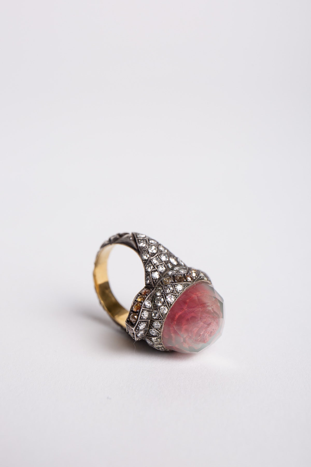 SEVAN BIÇAKÇI | 24K YELLOW GOLD, STERLING SILVER, DIAMOND, AND MOONSTONE RING