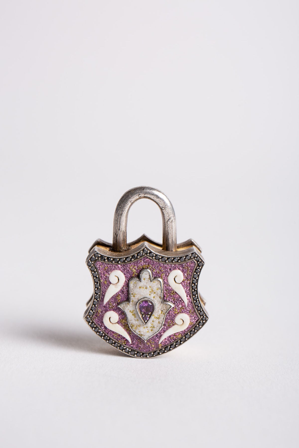 SEVAN BIÇAKÇI | 24K YELLOW GOLD, STERLING SILVER, DIAMOND, AND AMETHYST PENDANT