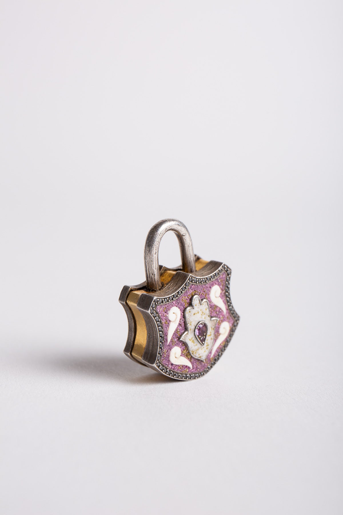 SEVAN BIÇAKÇI | 24K YELLOW GOLD, STERLING SILVER, DIAMOND, AND AMETHYST PENDANT