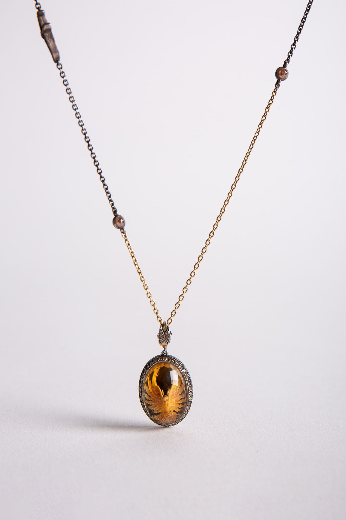 SEVAN BIÇAKÇI | 24K YELLOW GOLD, ROSE GOLD, STERLING SILVER, DIAMOND, CITRINE, AND PEARL NECKLACE