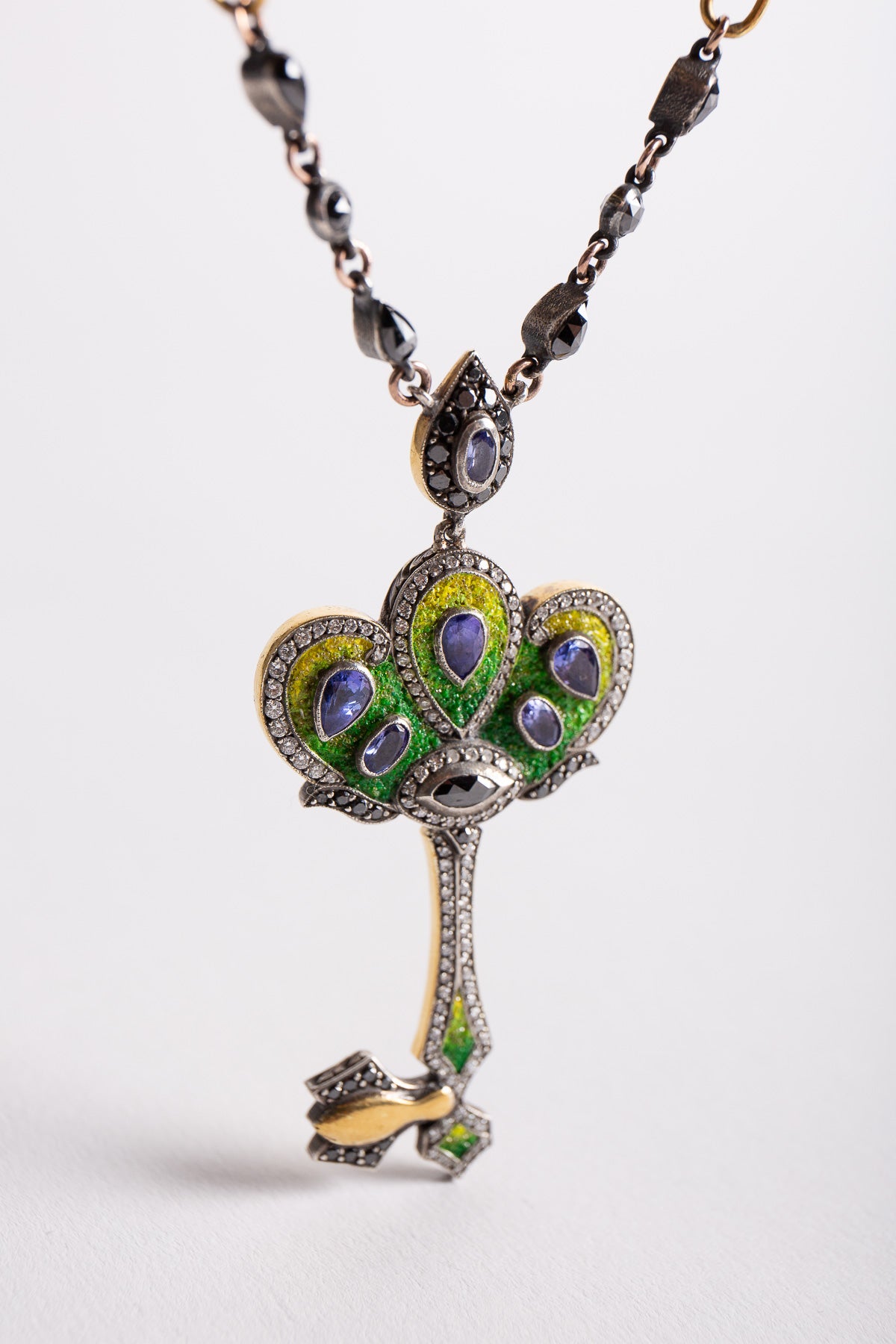 SEVAN BIÇAKÇI | 24K YELLOW GOLD, STERLING SILVER, DIAMOND, AND TANZANITE NECKLACE