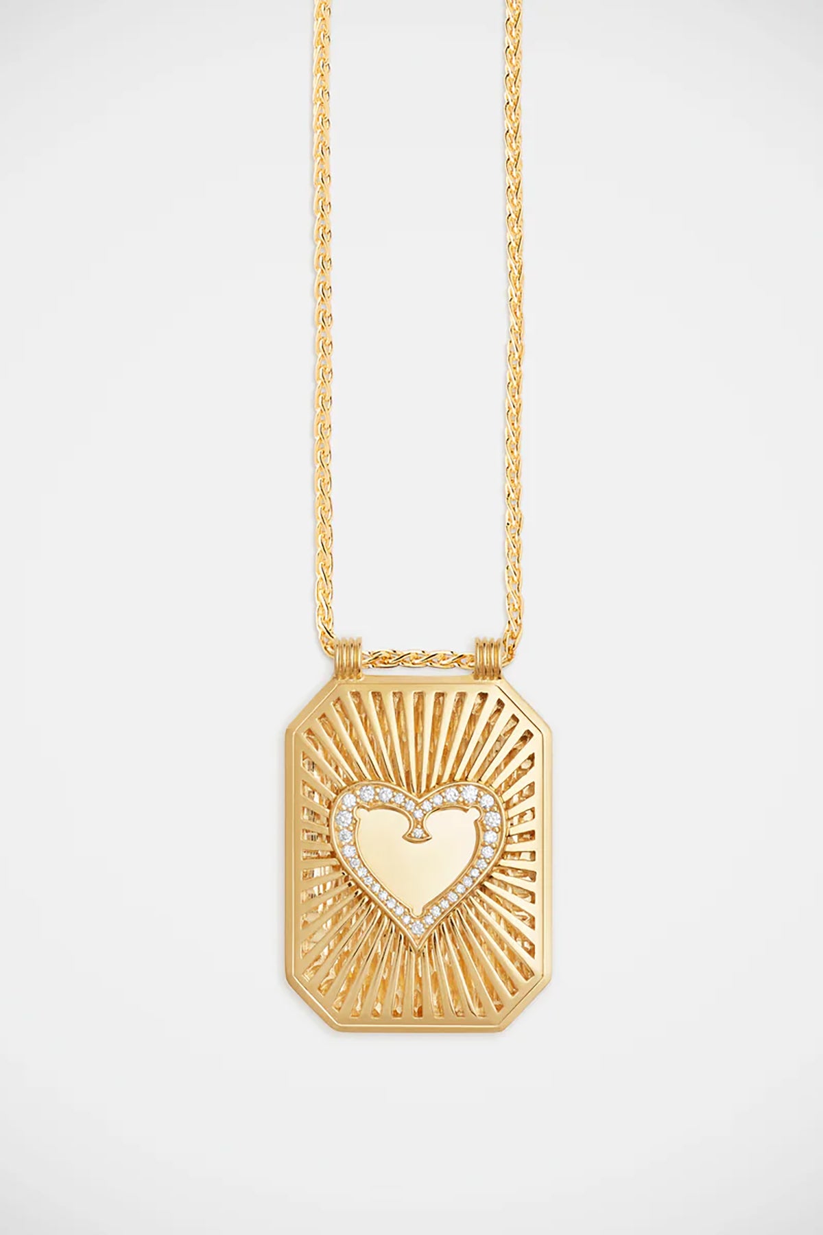 MARIE LICHTENBERG | 18K GOLD HEART DIAMOND SCAPULAR NECKLACE