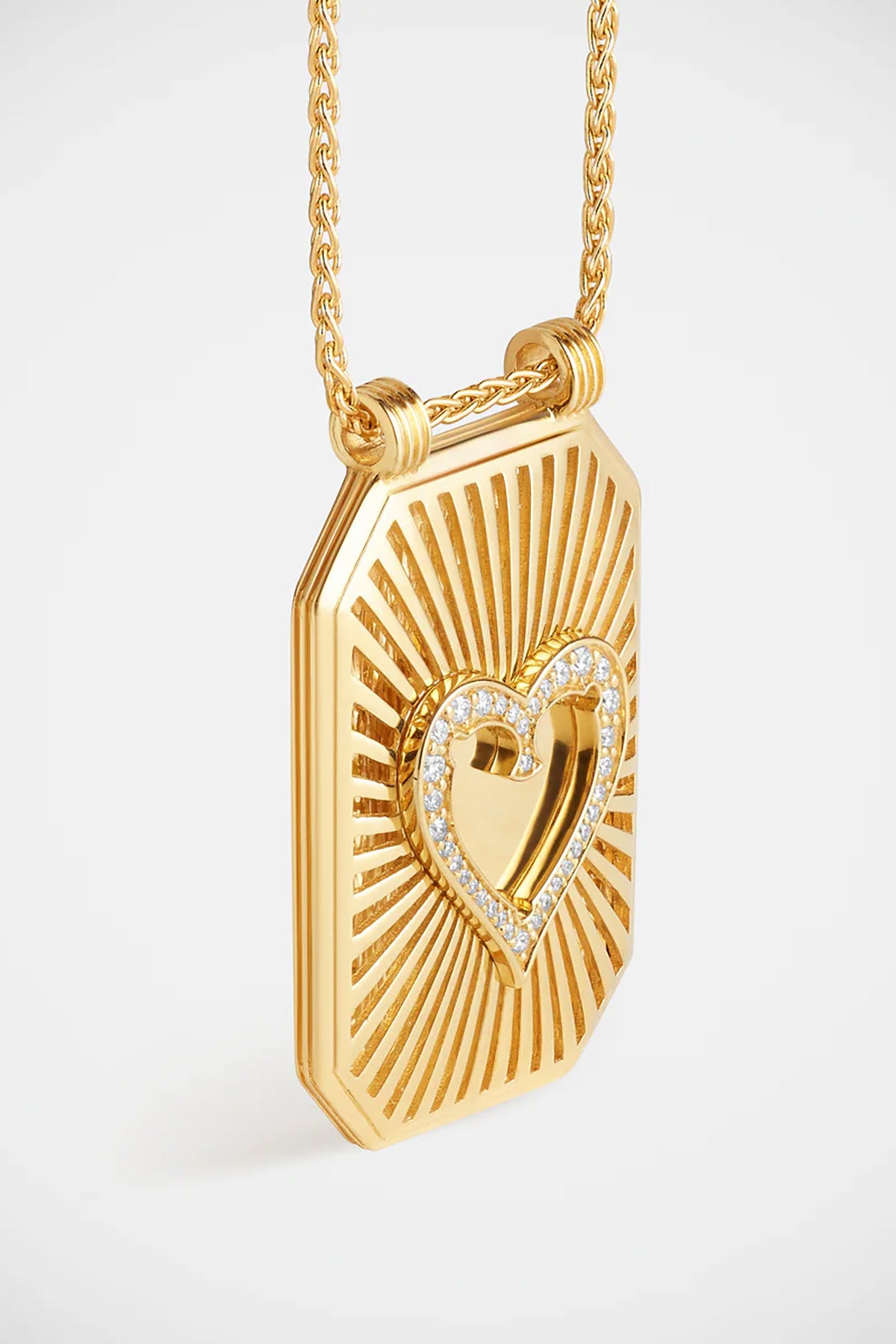 MARIE LICHTENBERG | 18K GOLD HEART DIAMOND SCAPULAR NECKLACE - MAXFIELD LA