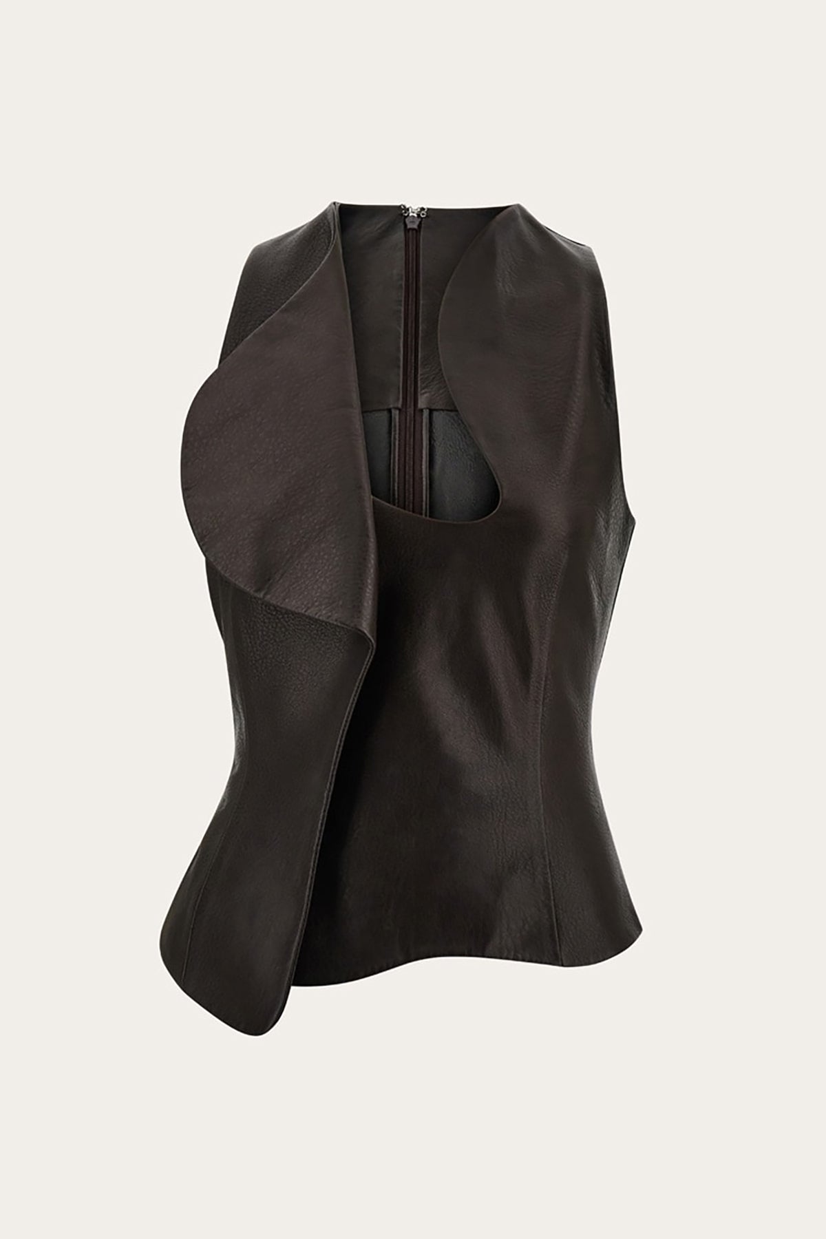 FERRAGAMO | GRAINY LEATHER TOP