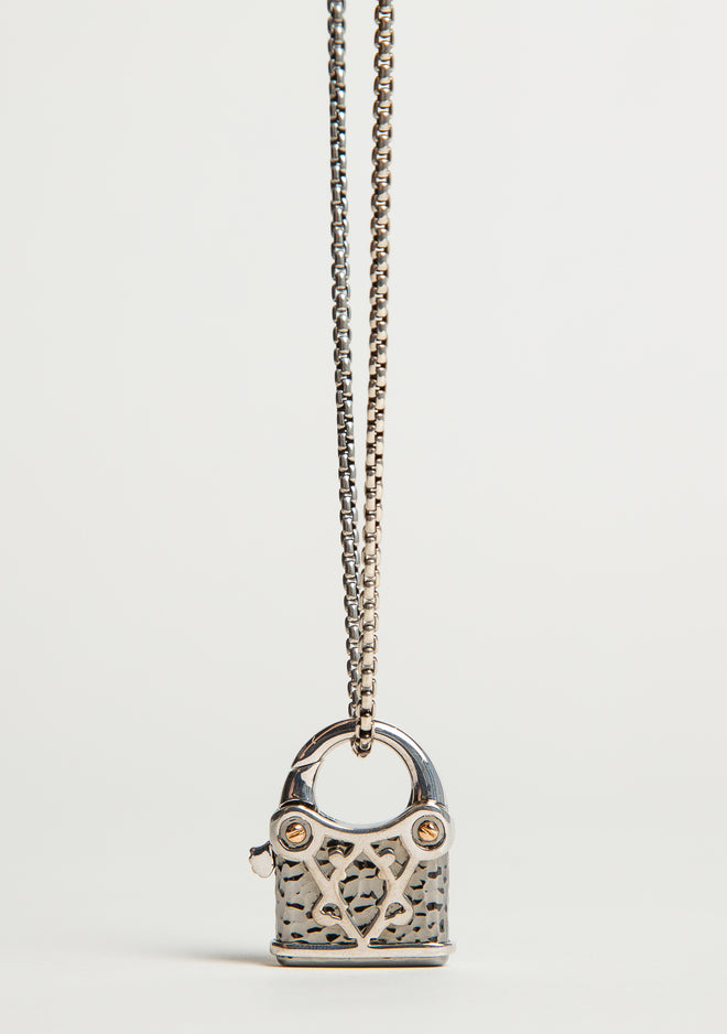 Dior Lock Pendant Necklace  Used  Preloved Dior Necklace  LXR USA   Silver  Metal 2302MQ424