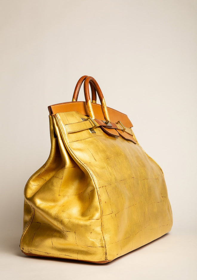 HERMES Paris. Large travel bag model Haut with brown lea…