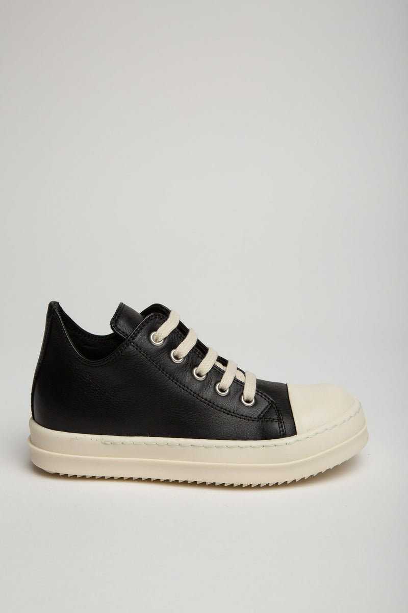 Shop Rick Owens Leather Low-Top Sneakers