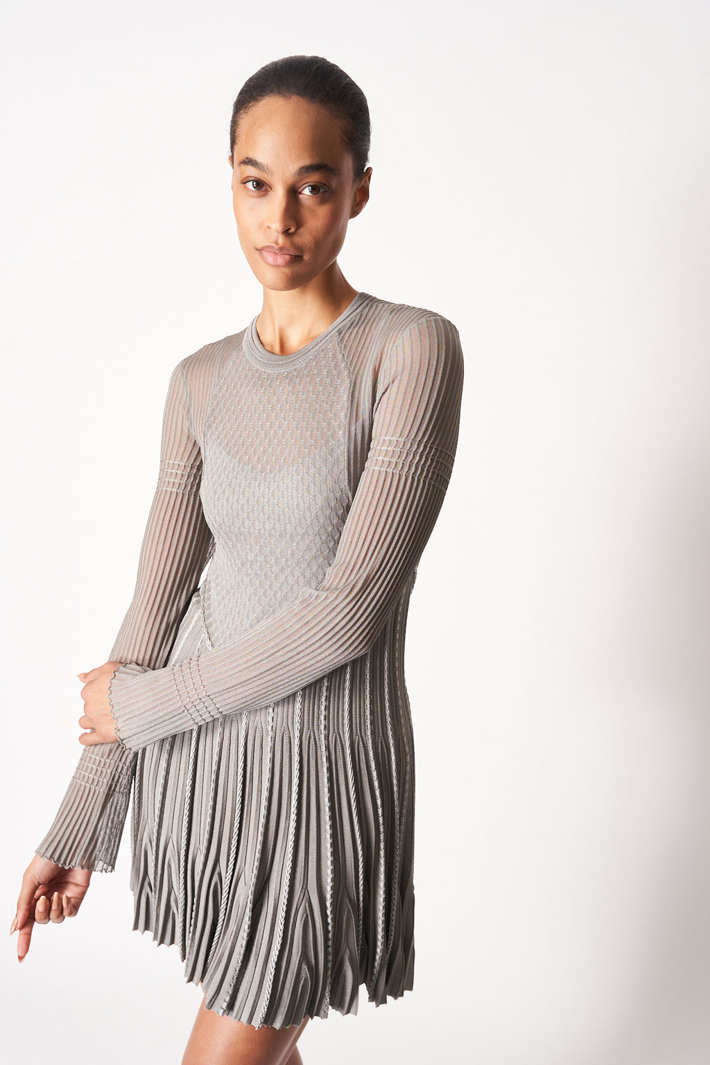 Grey Pleated Dress 