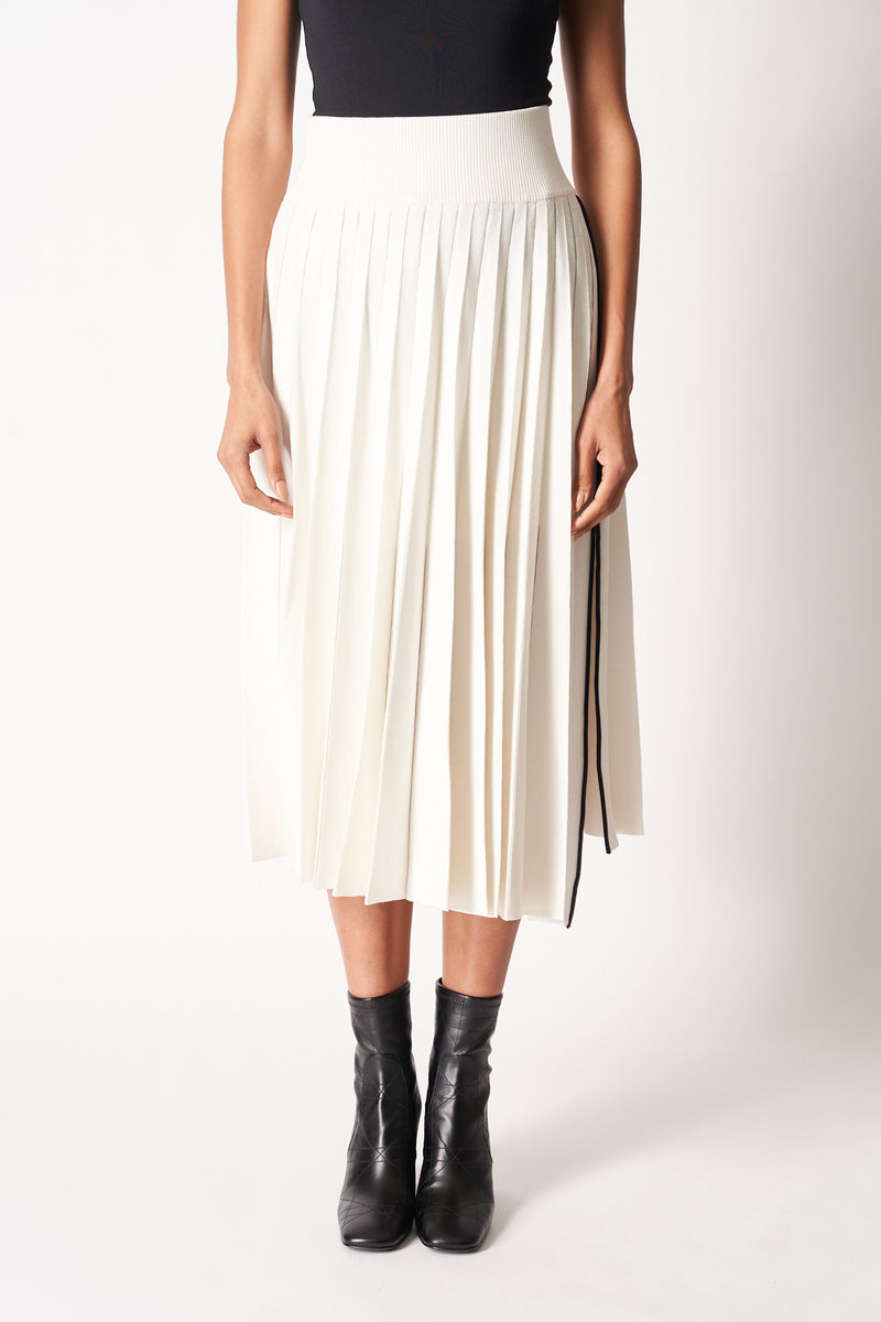 ウールとシルク KNIT PLEATED SKIRT | loop.ooo