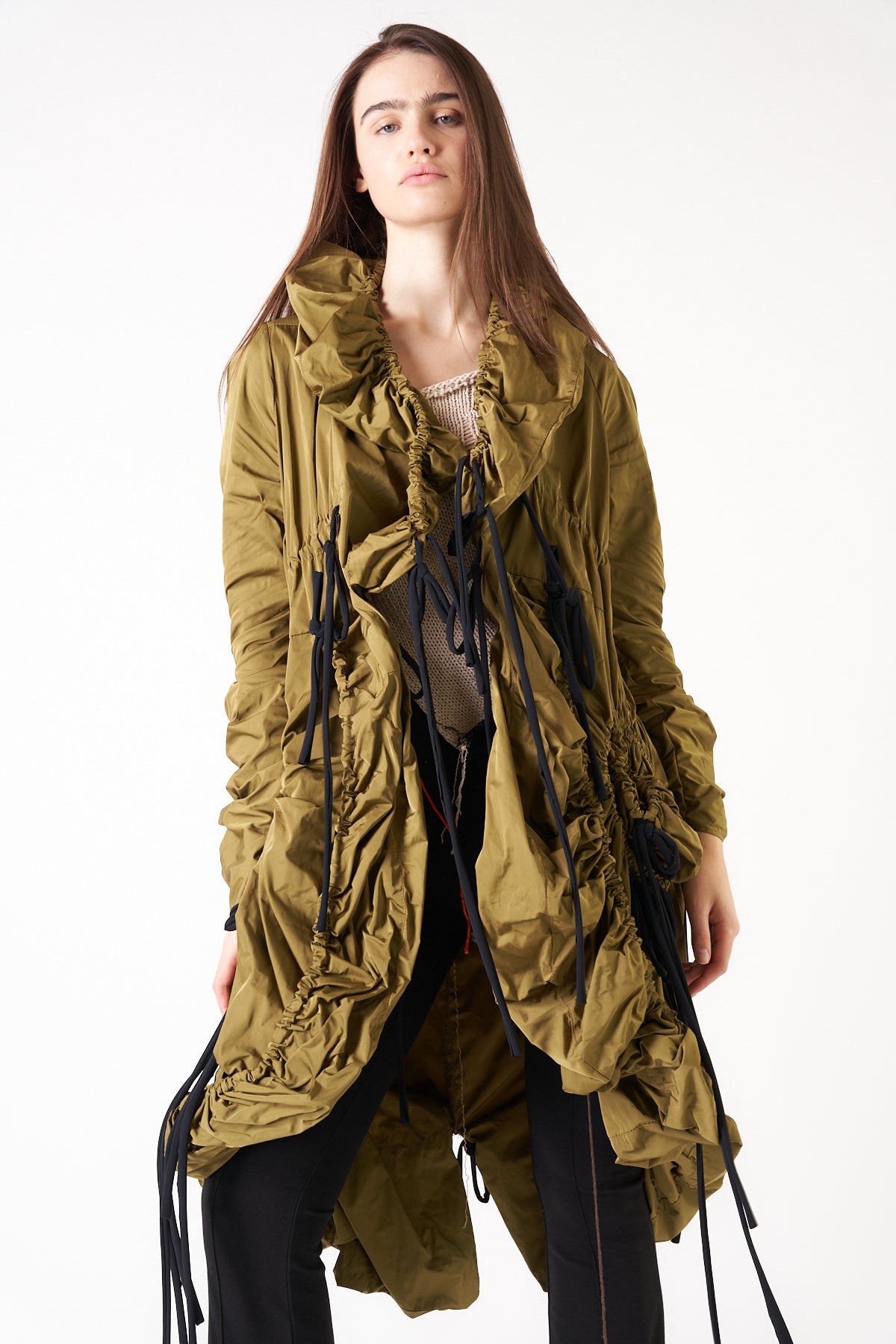 Paula Canovas Del Vas Khaki Drawstring Coat