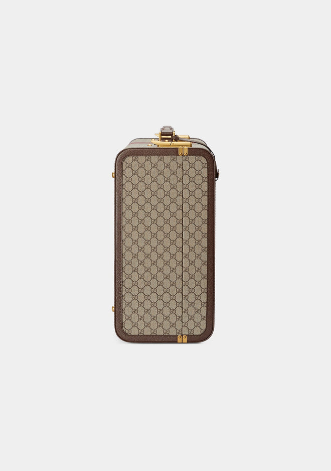 Gucci Savoy toiletry case with Web in beige and ebony Supreme